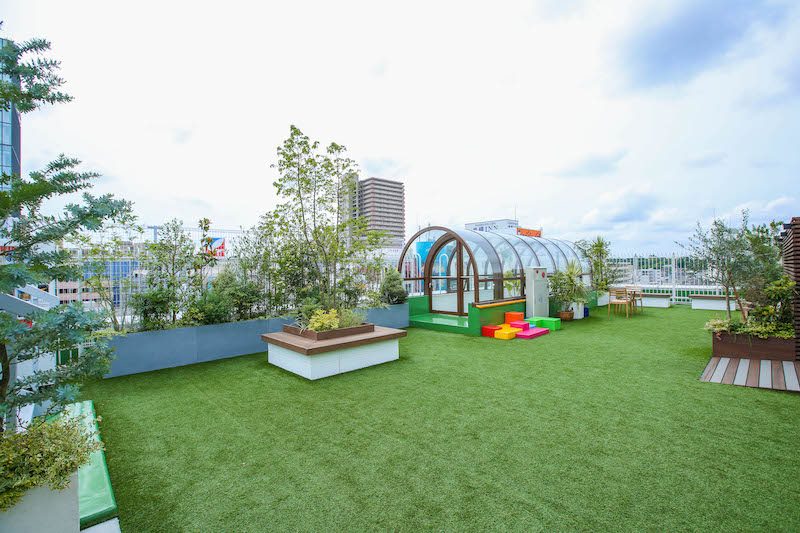 キッズにも大人にも居心地のいい駅ビル屋上庭園の空間デザイン アトレ松戸 Works Oaseeds 第一園芸 植物でうるおいとコミュニケーションが生まれる空間へ
